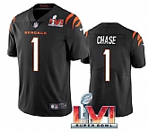 Nike Bengals Men & Women & Youth 1 Ja'Marr Chase Black 2022 Super Bowl LVI Vapor Limited Jersey,baseball caps,new era cap wholesale,wholesale hats